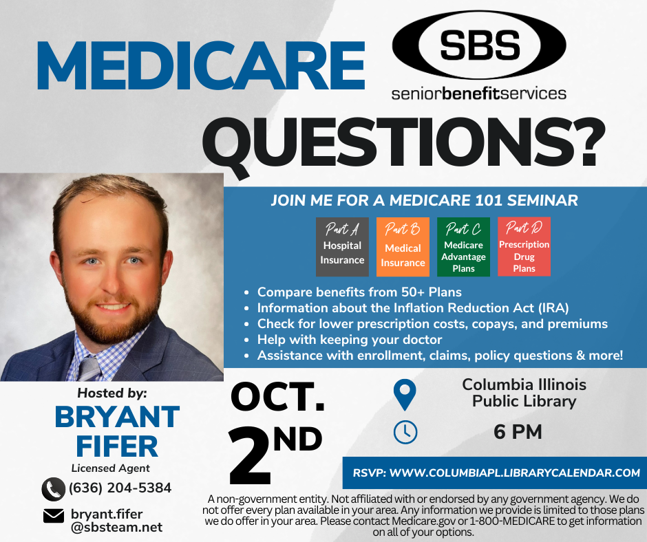 Medicare Questions by Senior Benefit Services event advertisement.